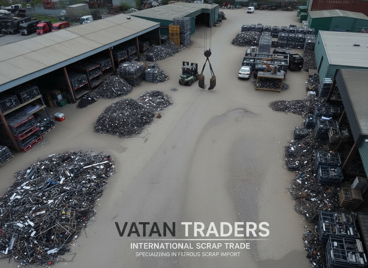 Aerial view of scrap yard
